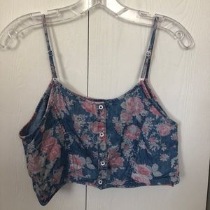 BDG denim floral crop top size S
